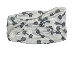 White Dumbbell Print Headband
